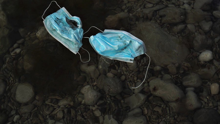 Face masks in water